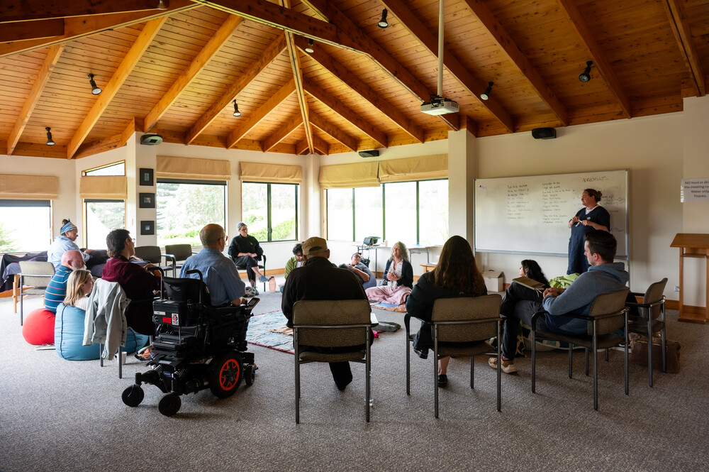 Discussion circle at a Pou Tuarā leadership circle, Tauiwi wānanga.